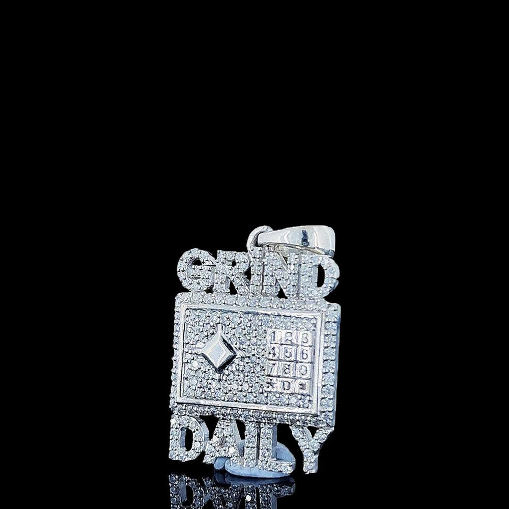Grind Daily Iced Moissanite Pendant in 925 Sterling Silver Left Profile View