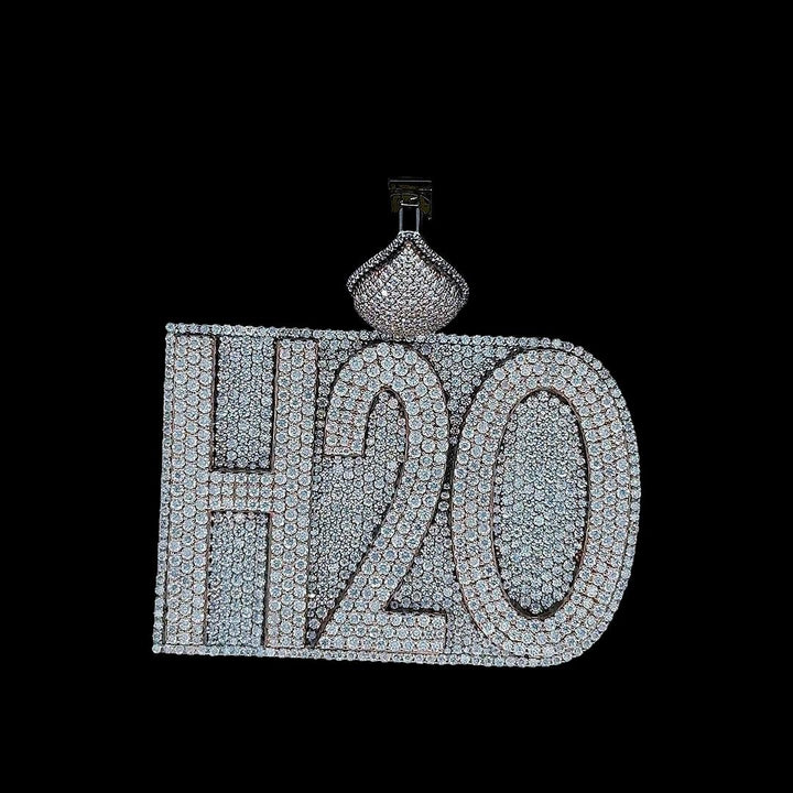 H2O Blaze Charm Moissanite Pendant in 925 Sterling Silver Close Up Front View
