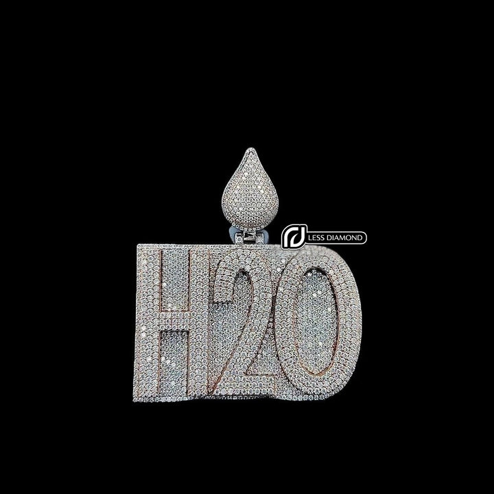 H2O Blaze Charm Moissanite Pendant in 925 Sterling Silver Front Viewz