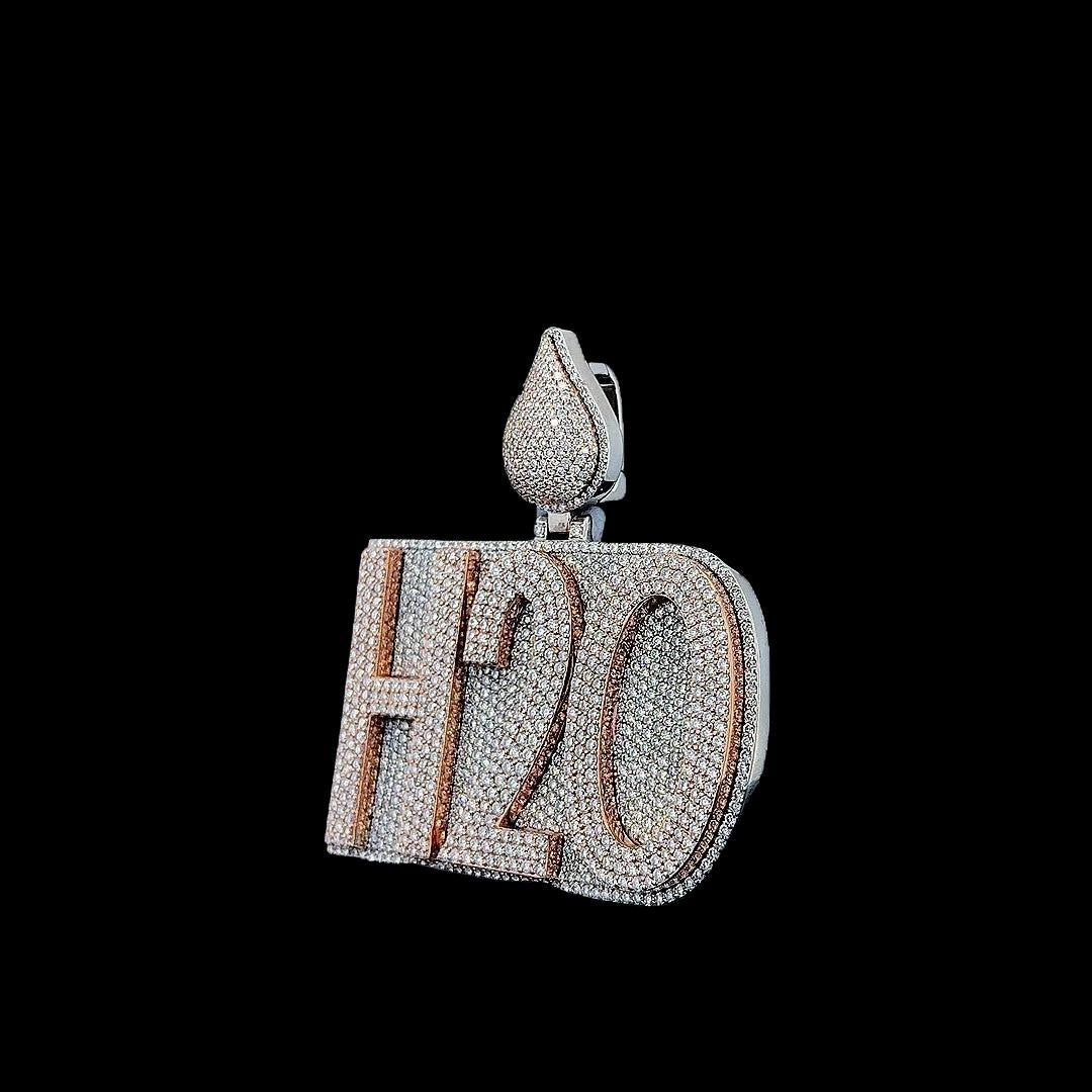 H2O Blaze Charm Moissanite Pendant in 925 Sterling Silver Left Profile View