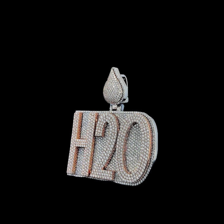 H2O Blaze Charm Moissanite Pendant in 925 Sterling Silver Left Profile View