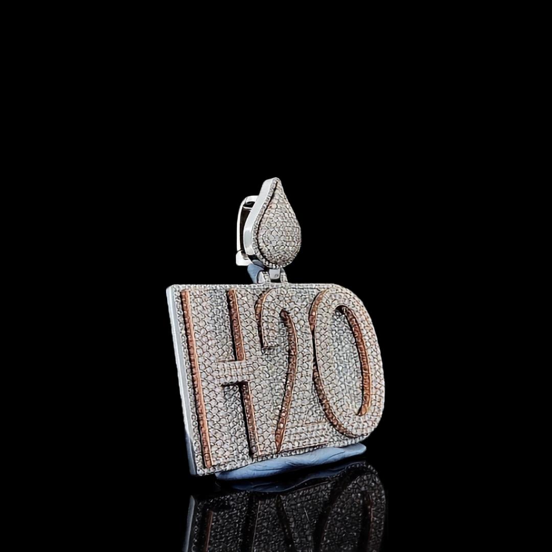 H2O Blaze Charm Moissanite Pendant in 925 Sterling Silver Right Profile View