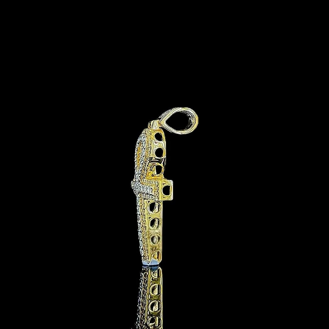 Iced Ankh Cross Moissanite Pendant in 925 Sterling Silver Left Side View