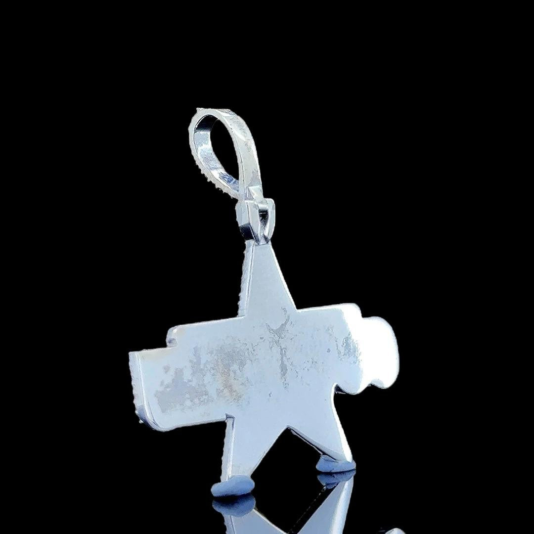 Iced Cowboys Star Moissanite Pendant in 925 Sterling Silver Back Side View