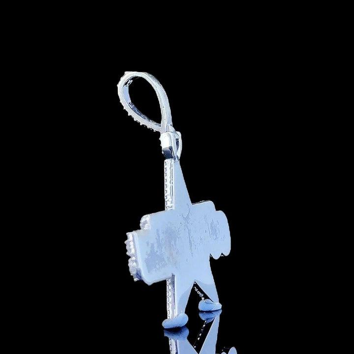 Iced Cowboys Star Moissanite Pendant in 925 Sterling Silver Left Side View