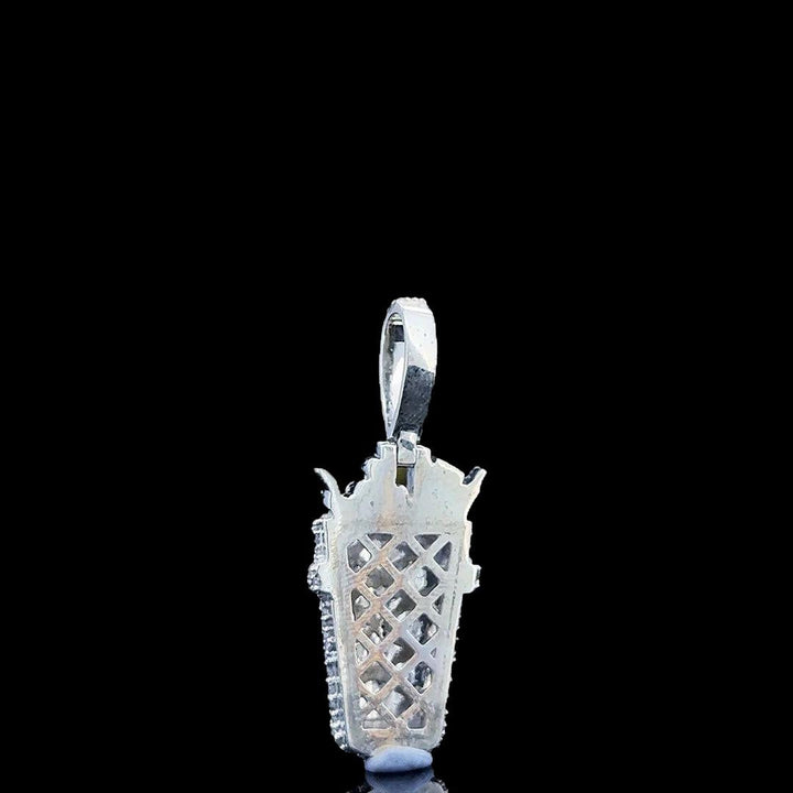Iced Cup Moissanite Pendant in 925 Sterling Silver Back Side View
