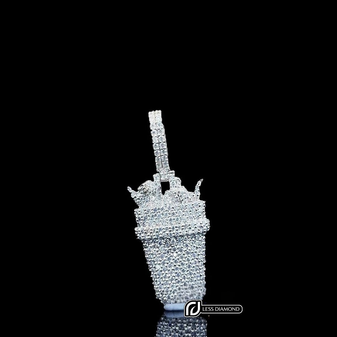 Iced Cup Moissanite Pendant in 925 Sterling Silver Front View