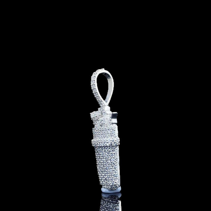 Iced Cup Moissanite Pendant in 925 Sterling Silver Left Profile View