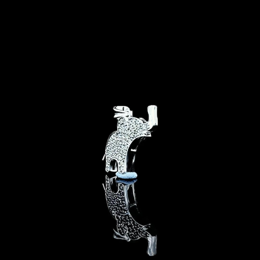 Iced Elephant Moissanite Pendant in 925 Sterling Silver Left Profile View