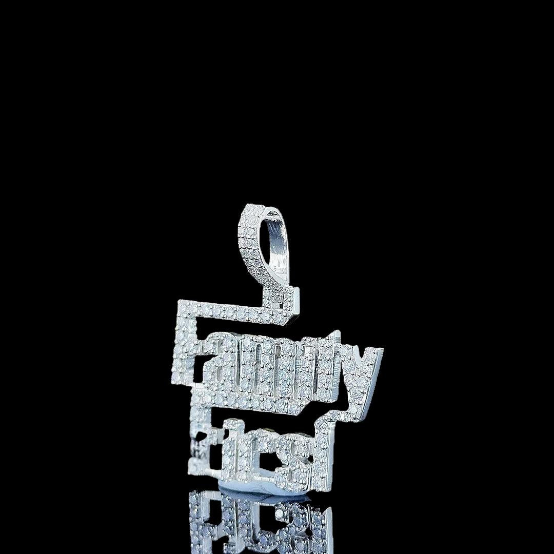 Iced Family First Moissanite Pendant in 925 Sterling Right Profile View