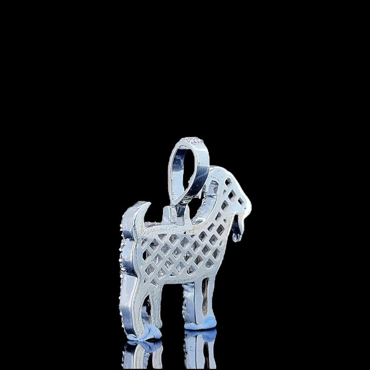 Iced Goat Moissanite Pendant in 925 Sterling Silver Back Side View