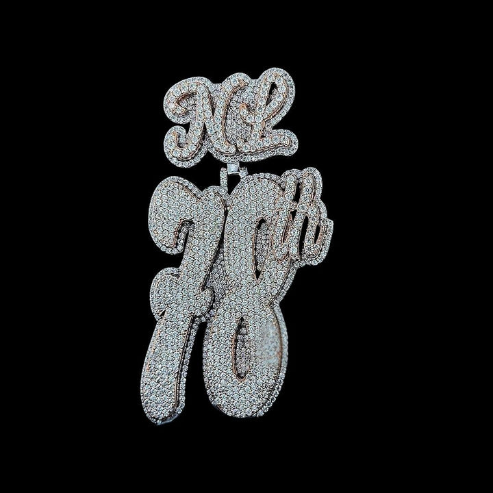 Iced Out 78th Moissanite Statement Pendant Close Up Front View
