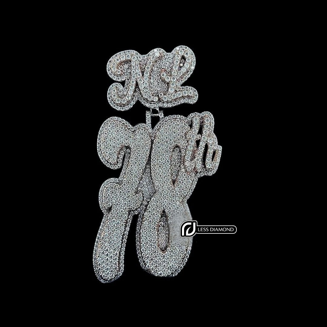 Iced Out 78th Moissanite Statement Pendant Front View