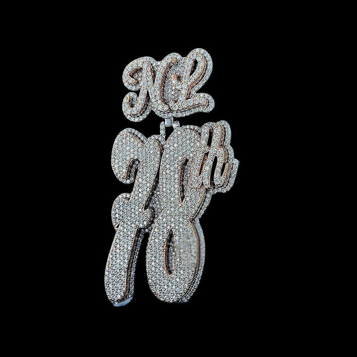 Iced Out 78th Moissanite Statement Pendant Left Side Cross View