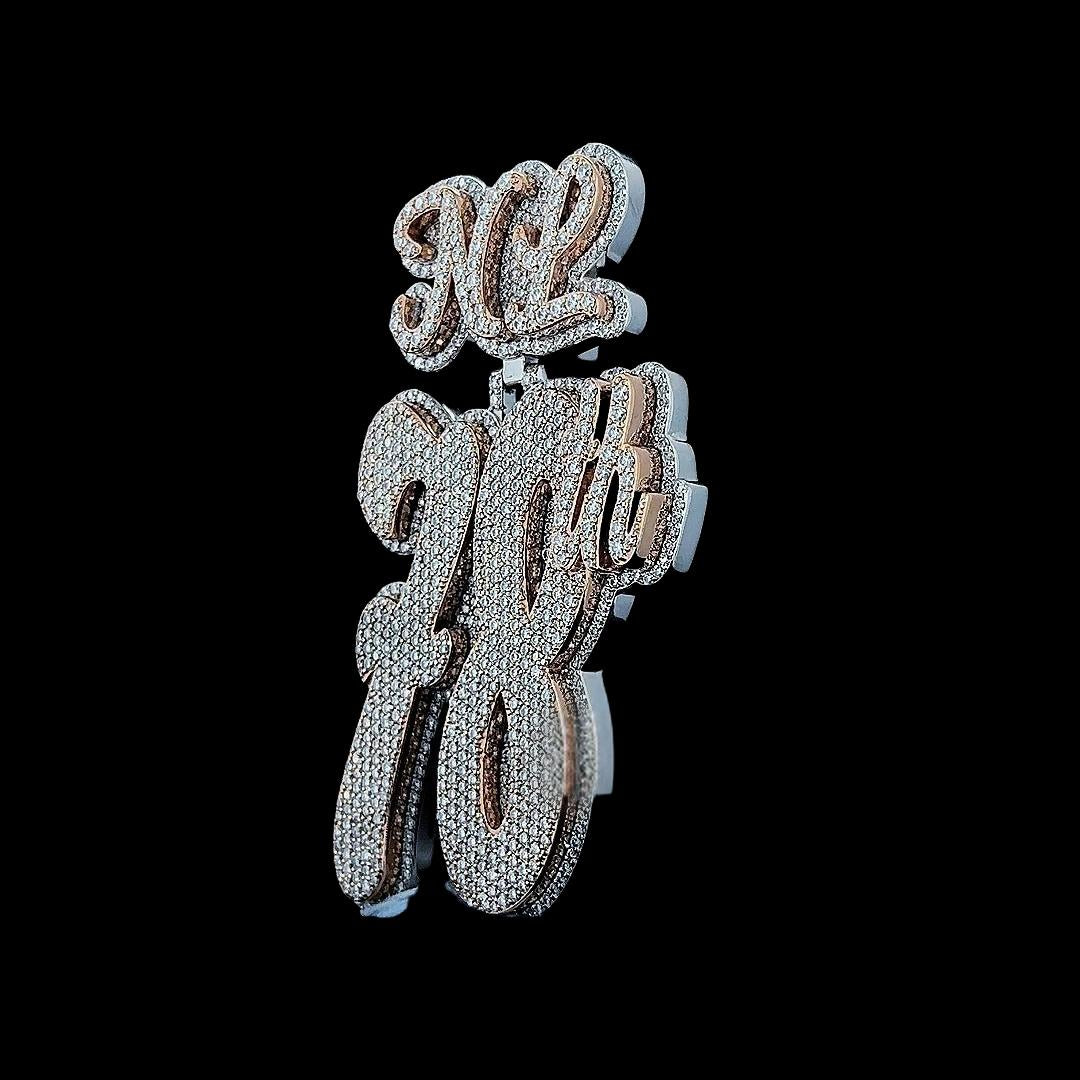 Iced Out 78th Moissanite Statement Pendant Left Side View