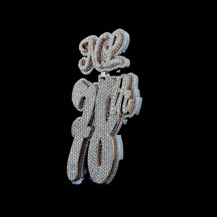 Iced Out 78th Moissanite Statement Pendant Left Side View