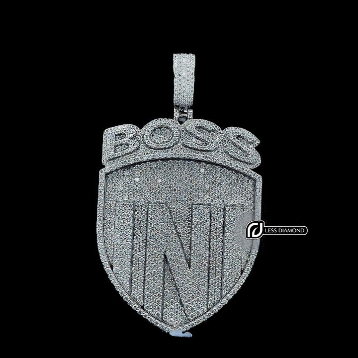 Iced Out Boss Status Moissanite Medallion Pendant Front View