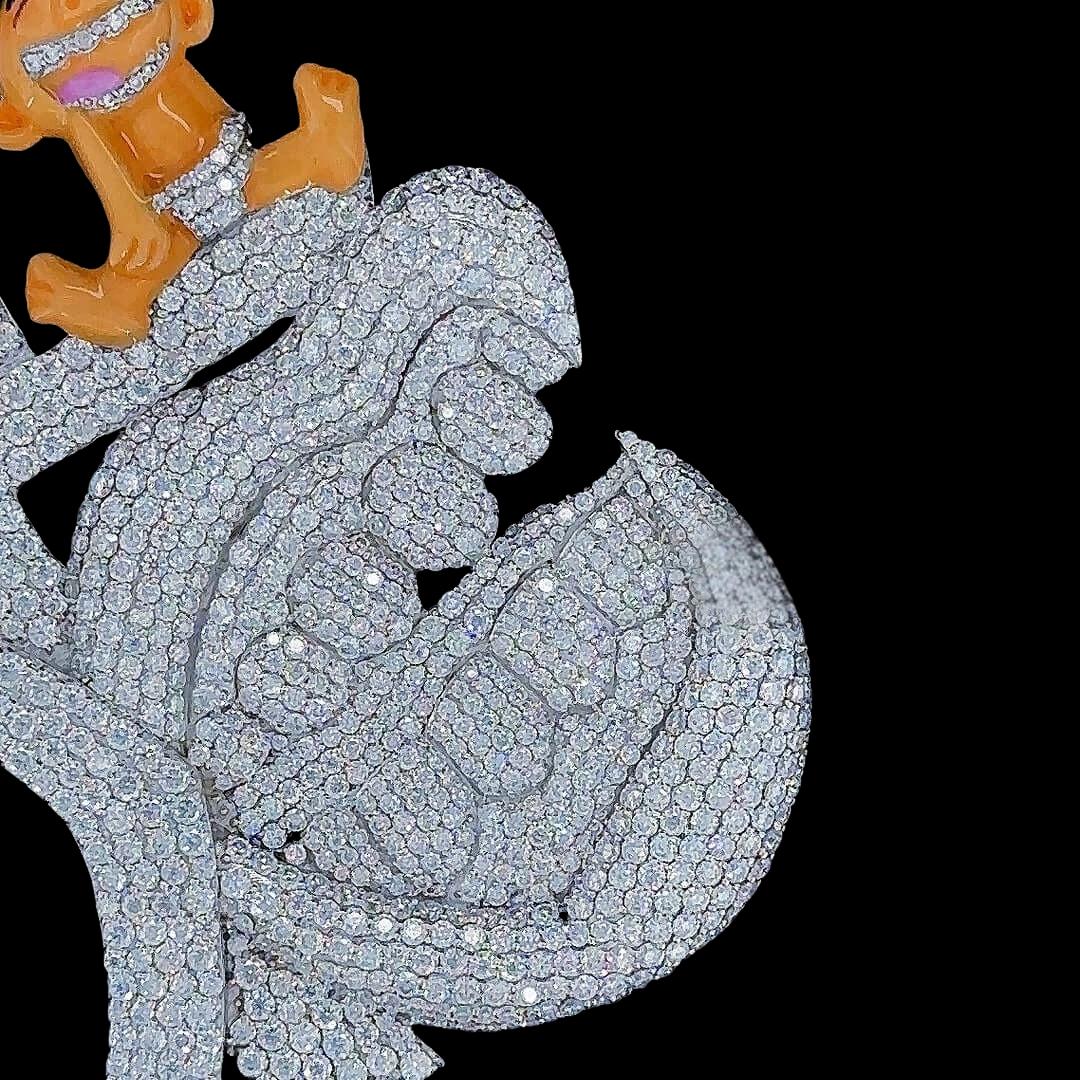 Iced Out Hip Hop Laughter Moissanite Pendant Close Up View