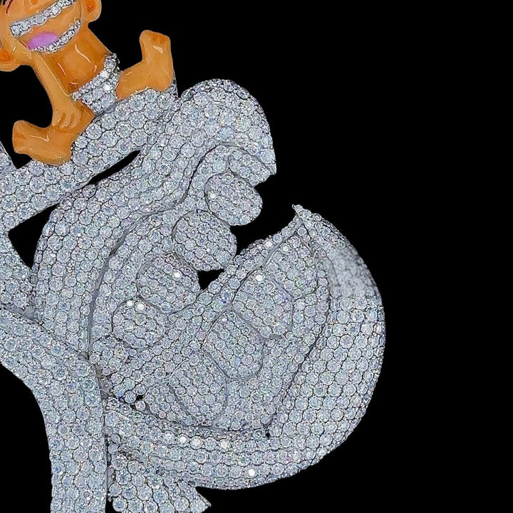 Iced Out Hip Hop Laughter Moissanite Pendant Close Up View