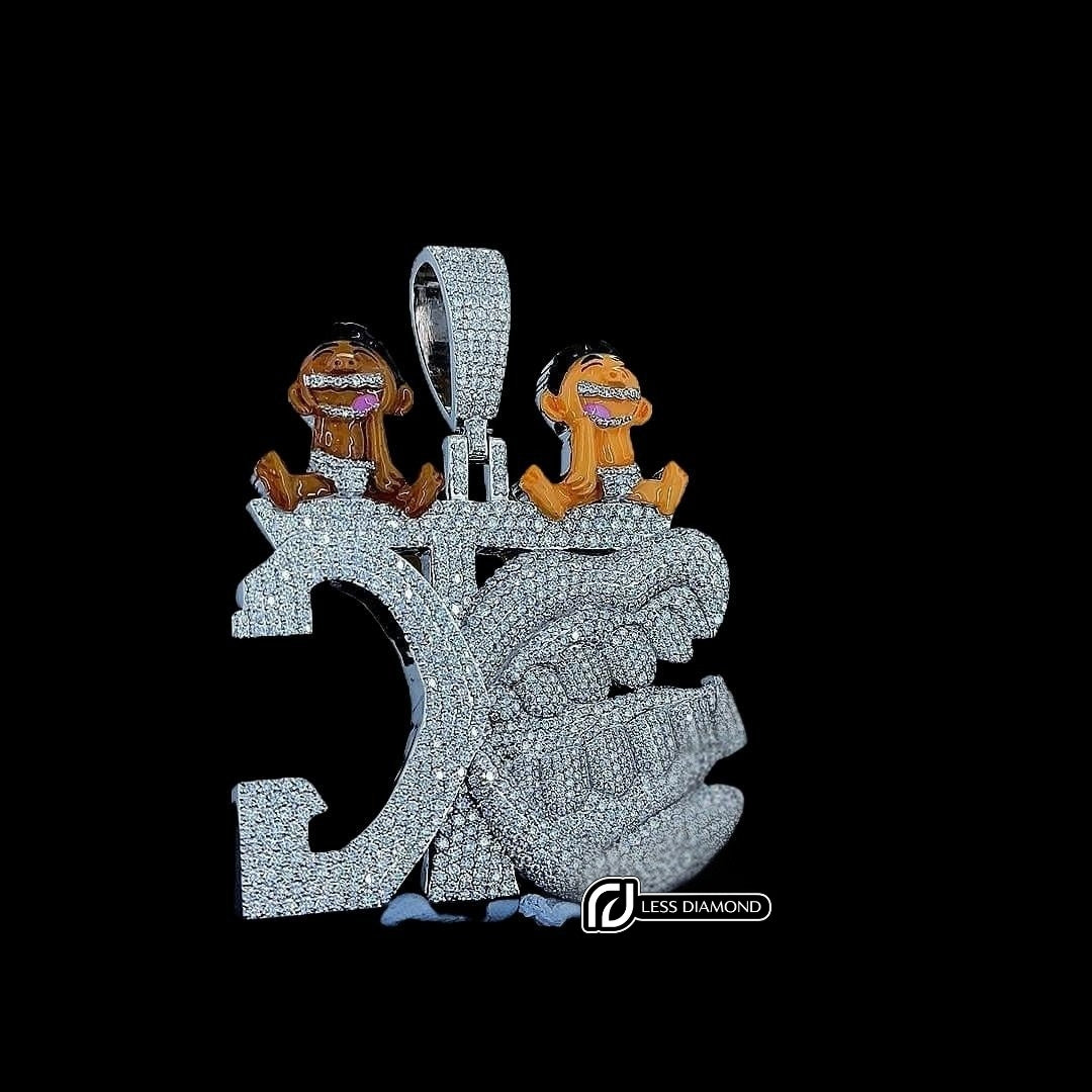 Iced Out Hip Hop Laughter Moissanite Pendant Front View