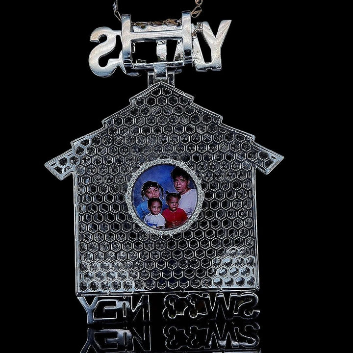 Iced Out YAT3S House Legacy Moissanite Pendant Back Side View