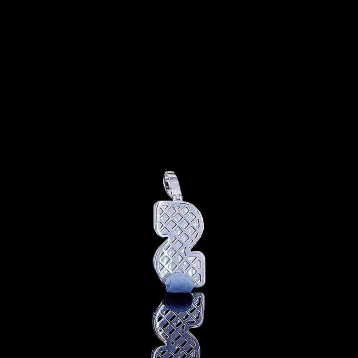 Iced S Initial Moissanite Pendant in 925 Sterling Silver Back Side View