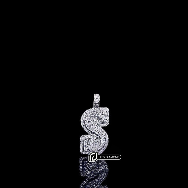 Iced S Initial Moissanite Pendant in 925 Sterling Silver Front View