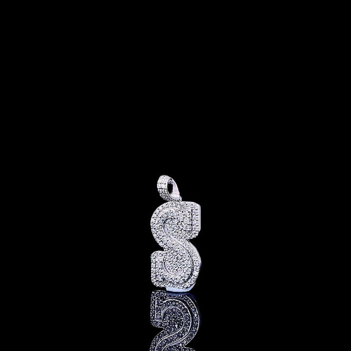 Iced S Initial Moissanite Pendant in 925 Sterling Silver Left Profile View