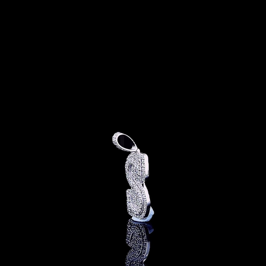 Iced S Initial Moissanite Pendant in 925 Sterling Silver Left Side View