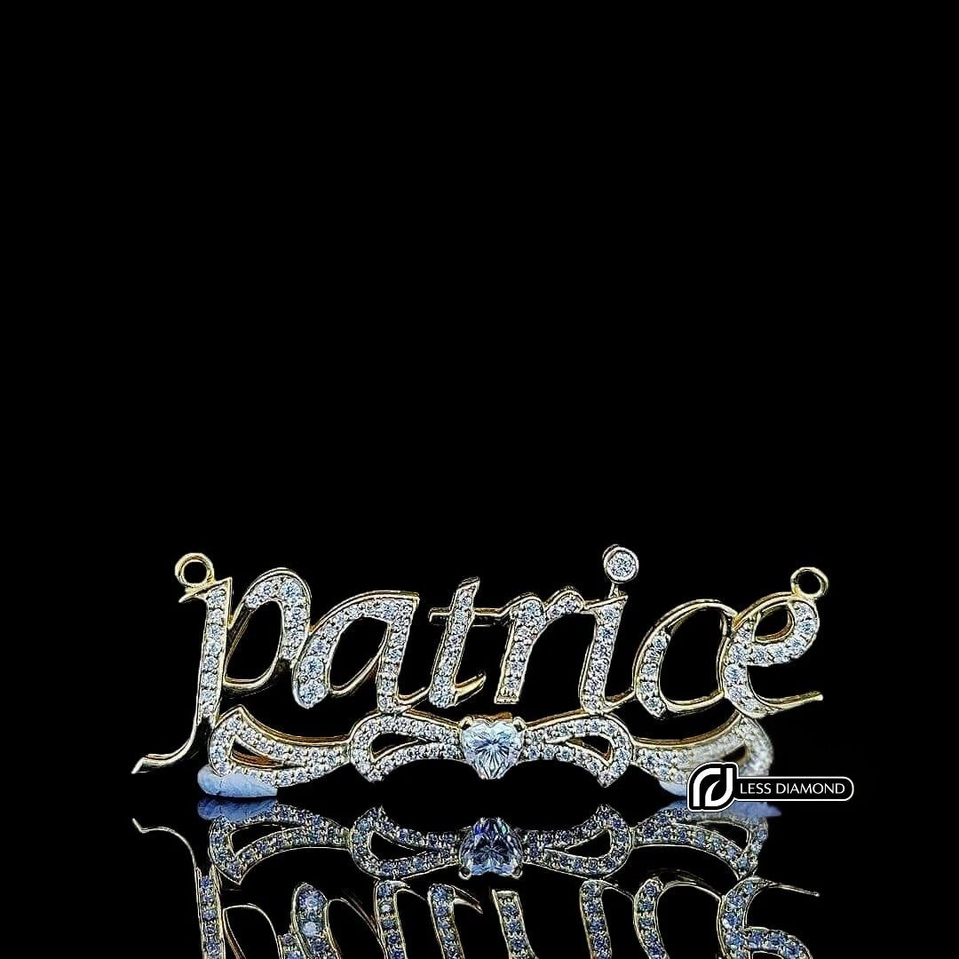 Iced Script Nameplate Moissanite Pendant in 925 Sterling Silver Front View