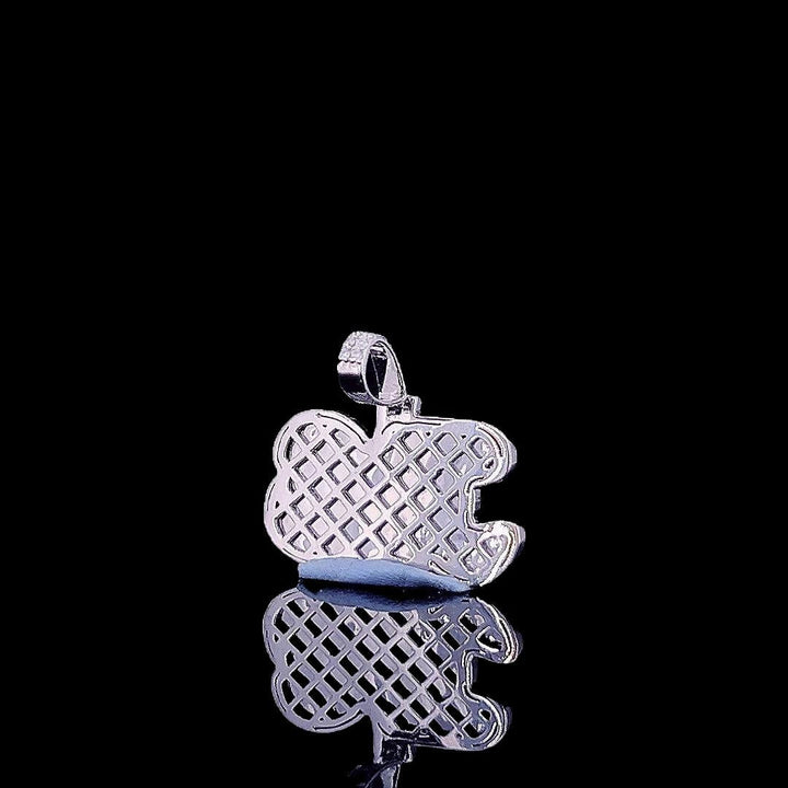 JAS Iced Initial Charm in 925 Sterling Silver Back Side View