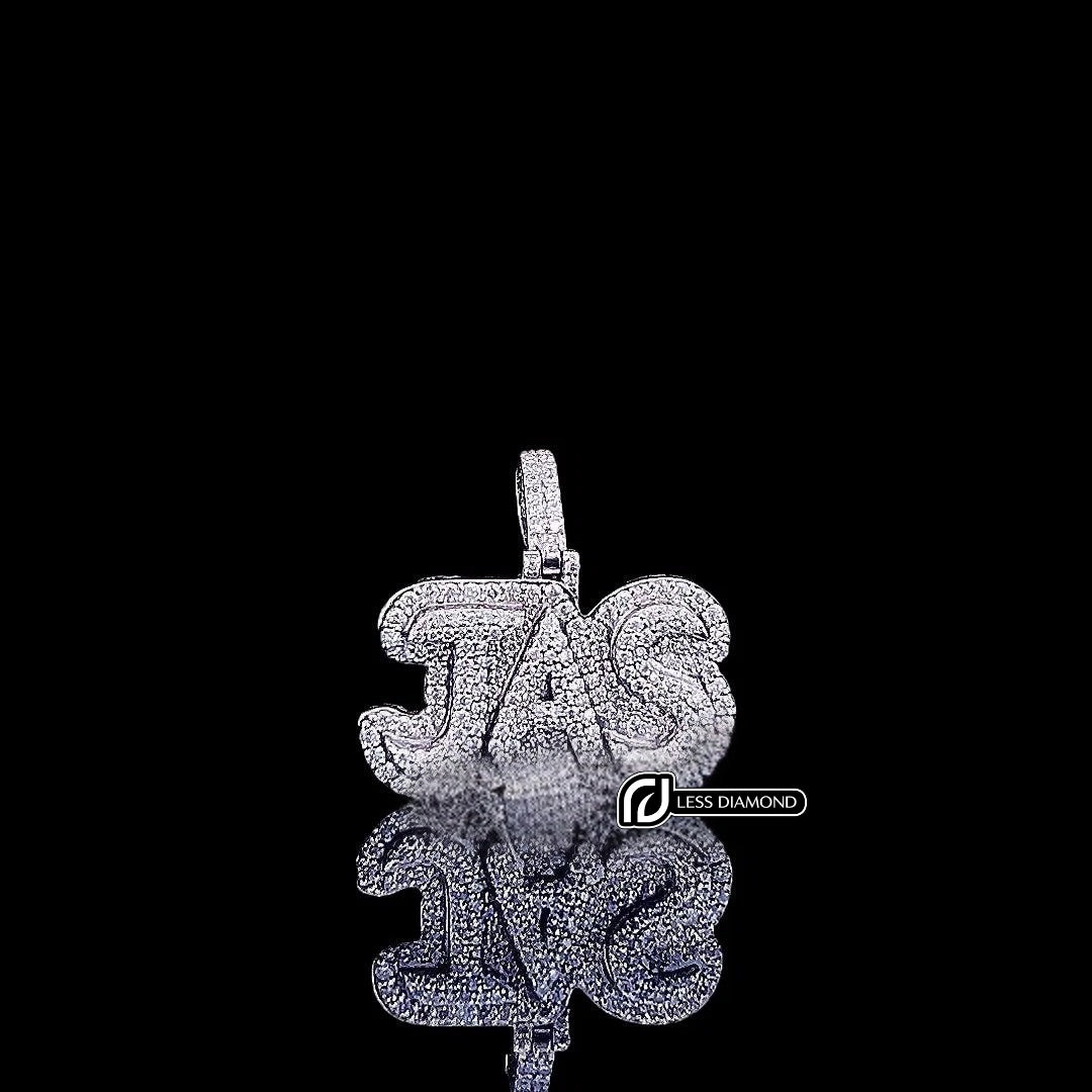 JAS Iced Initial Charm in 925 Sterling Silver Front View
