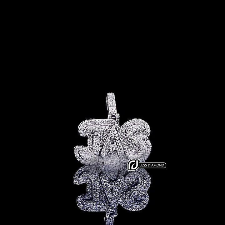 JAS Iced Initial Charm in 925 Sterling Silver Front View
