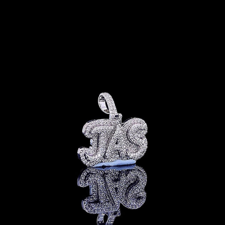 JAS Iced Initial Charm in 925 Sterling Silver Right Profile View