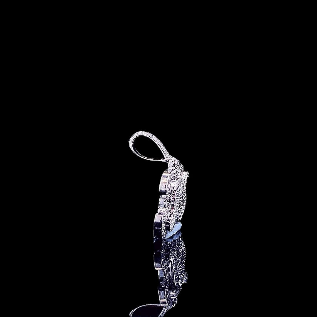 JAS Iced Initial Charm in 925 Sterling Silver Right Side View