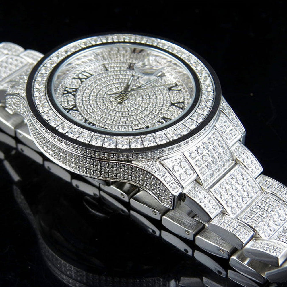 Moissanite 64.40 CT Round Cut Diamond Art Deco Watch Jewel Carts