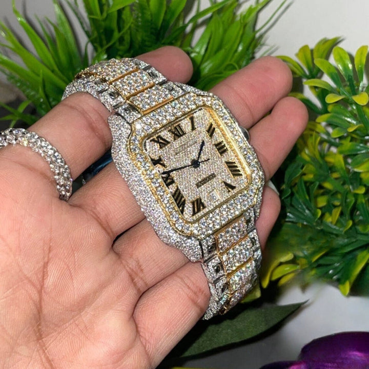 Moissanite 48.25 CT Round Cut Diamond Mid-Century Watch Jewel Carts