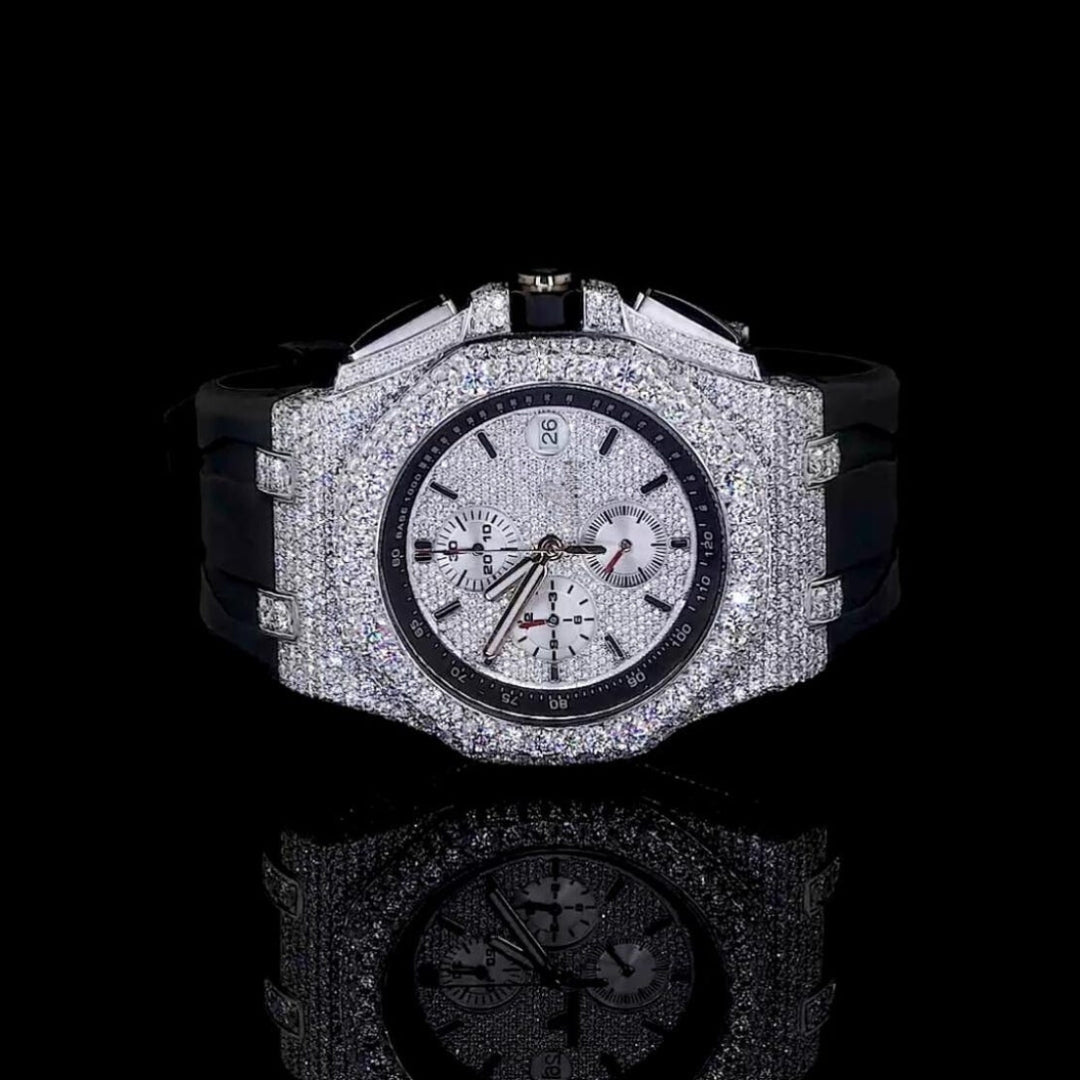 Moissanite 45.10 CT Round Cut Diamond Art Deco Watch Jewel Carts