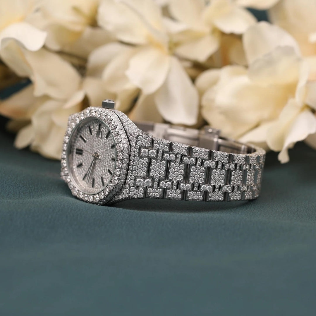 Moissanite 69.25 CT Round Cut Diamond Edwardian Watch Jewel Carts