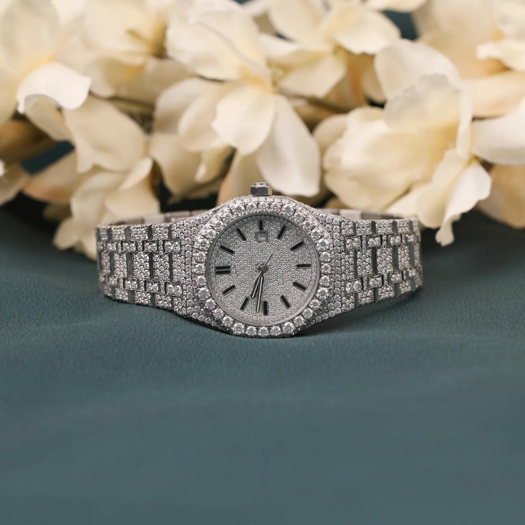 Moissanite 69.25 CT Round Cut Diamond Edwardian Watch Jewel Carts
