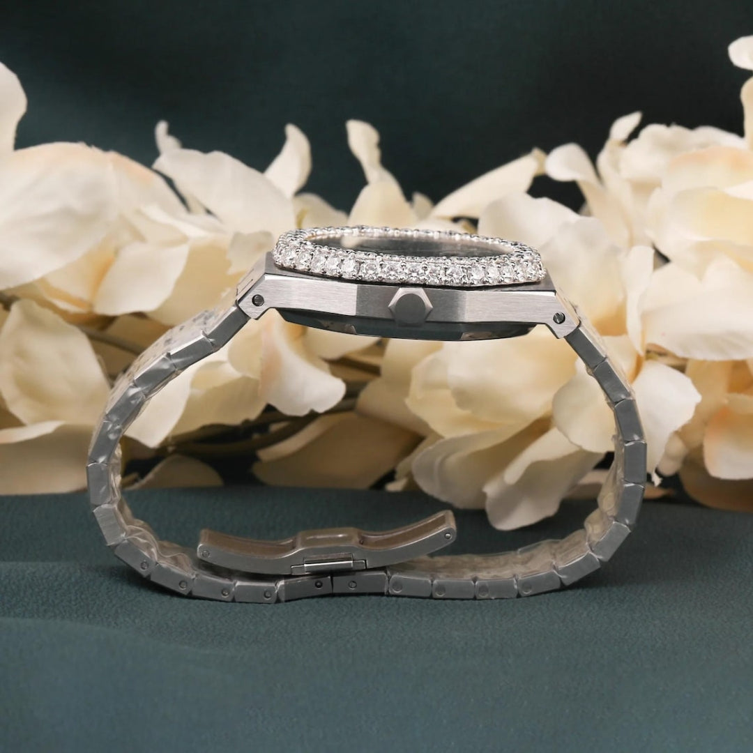 Moissanite 22.35 CT Round Cut Diamond Brutalist Watch Jewel Carts
