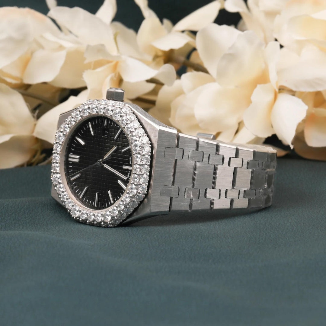 Moissanite 22.35 CT Round Cut Diamond Brutalist Watch Jewel Carts