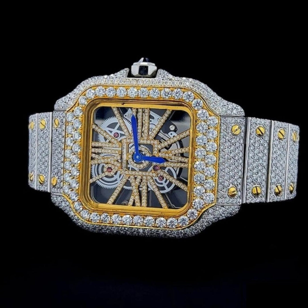 Moissanite 58.64 CT Round Cut Diamond Edwardian Watch Jewel Carts