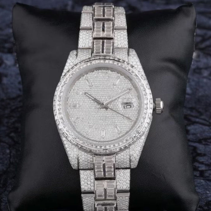 Moissanite 75.65 CT Round Cut Diamond Art Deco Watch Jewel Carts