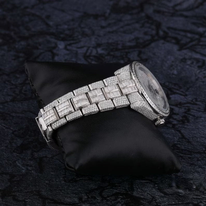 Moissanite 75.65 CT Round Cut Diamond Art Deco Watch Jewel Carts