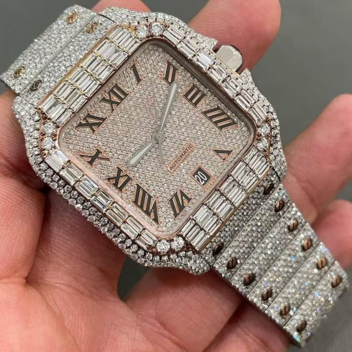 Moissanite 78.41 CT Round Cut Diamond Edwardian Watch Jewel Carts
