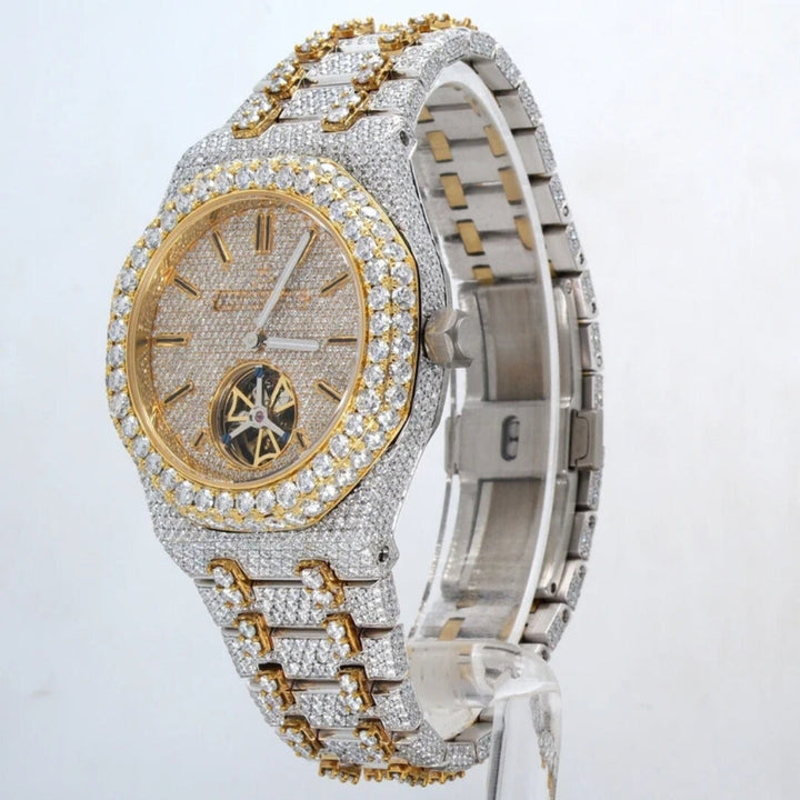 Moissanite 70.10 CT Round Cut Diamond Brutalist Watch Jewel Carts