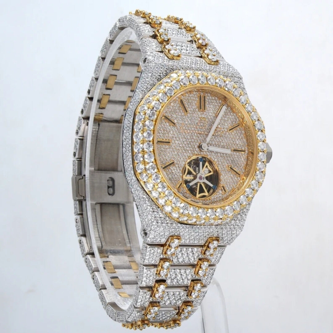 Moissanite 70.10 CT Round Cut Diamond Brutalist Watch Jewel Carts