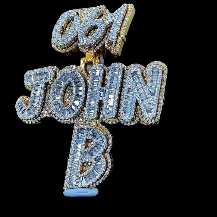 John B Royale Iced Moissanite Animal Pendant in 925 Sterling Silver Close Up Front View