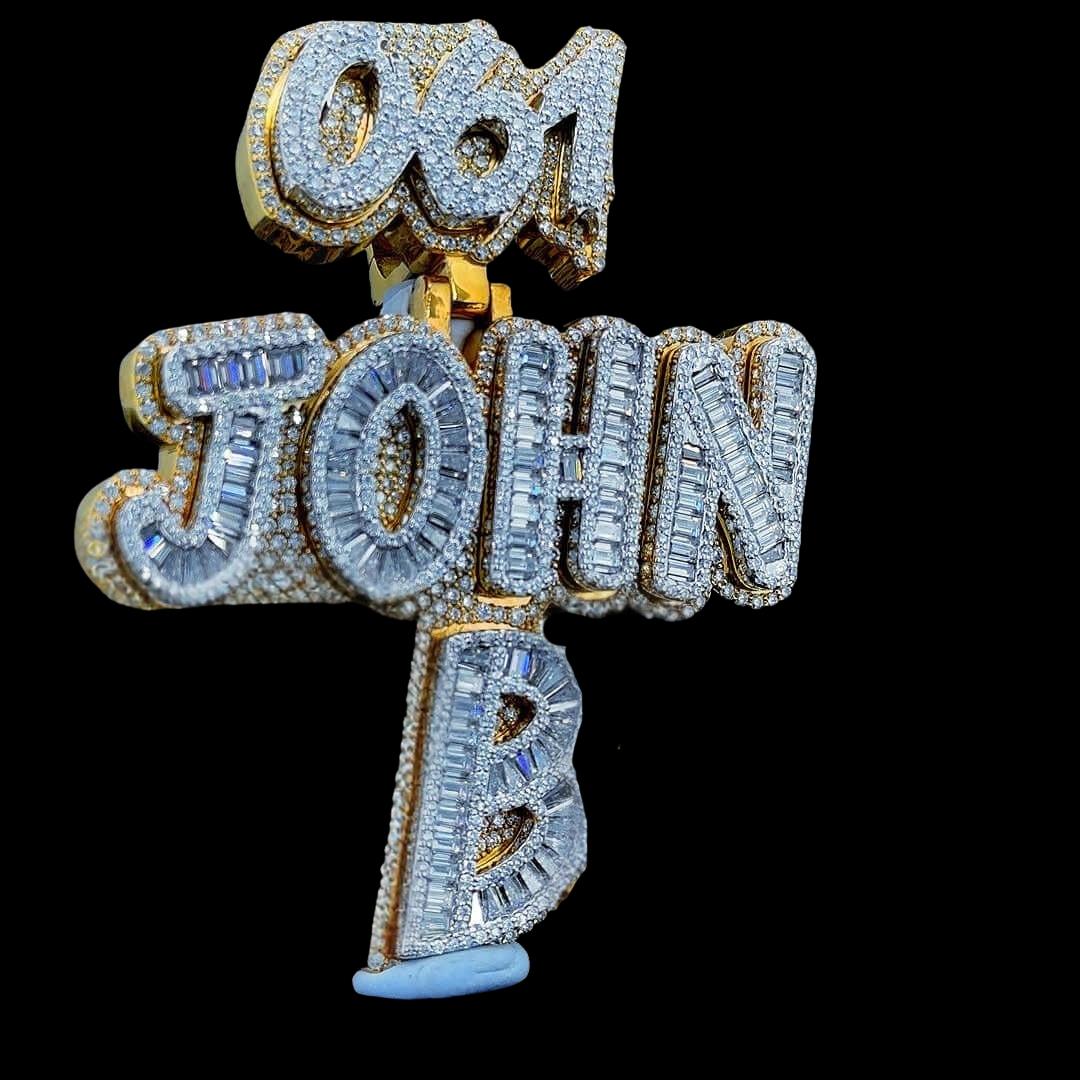 John B Royale Iced Moissanite Animal Pendant in 925 Sterling Silver Right Profile View